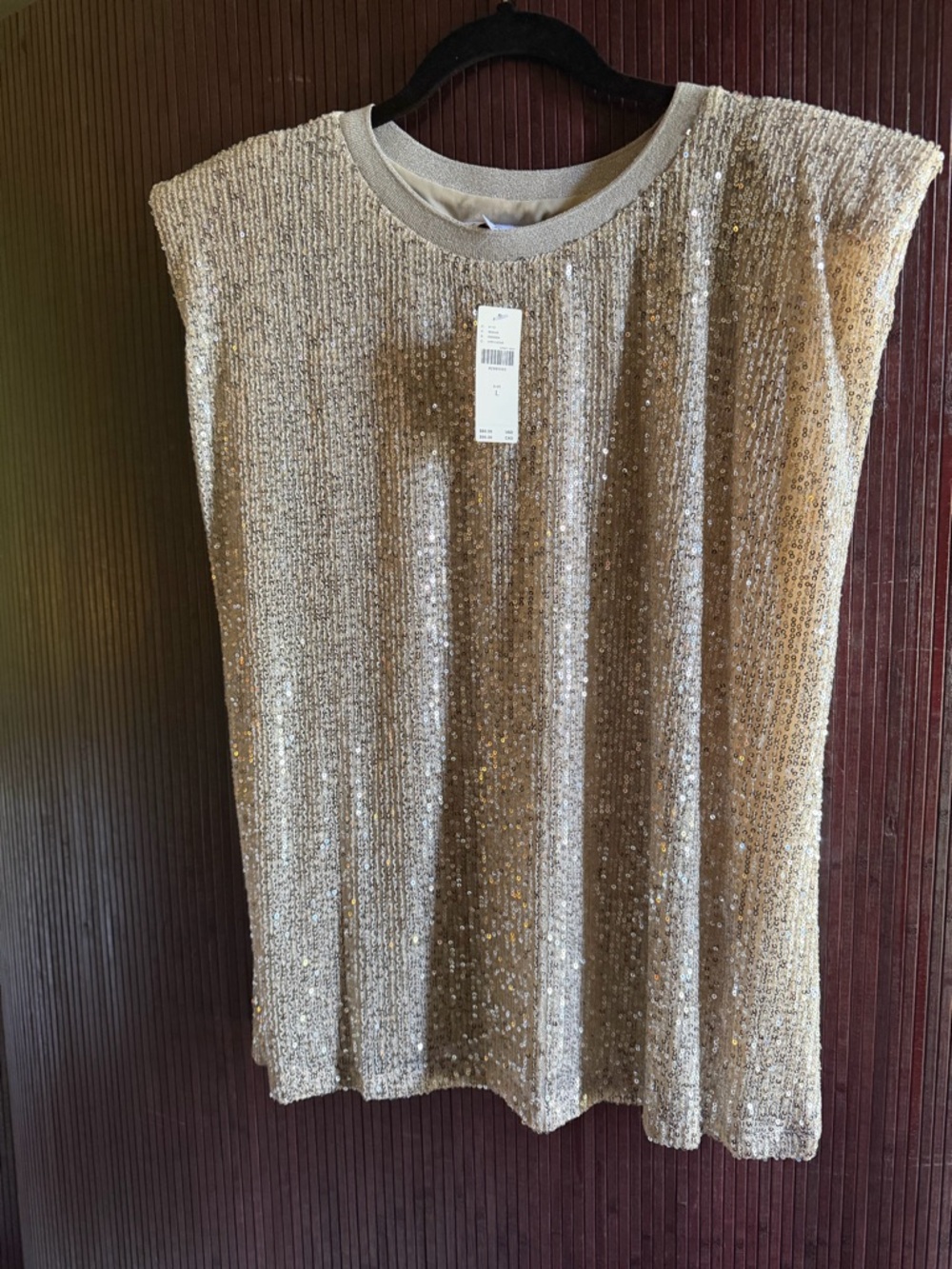 Anthropologie Gold Sequin Muscle Tee